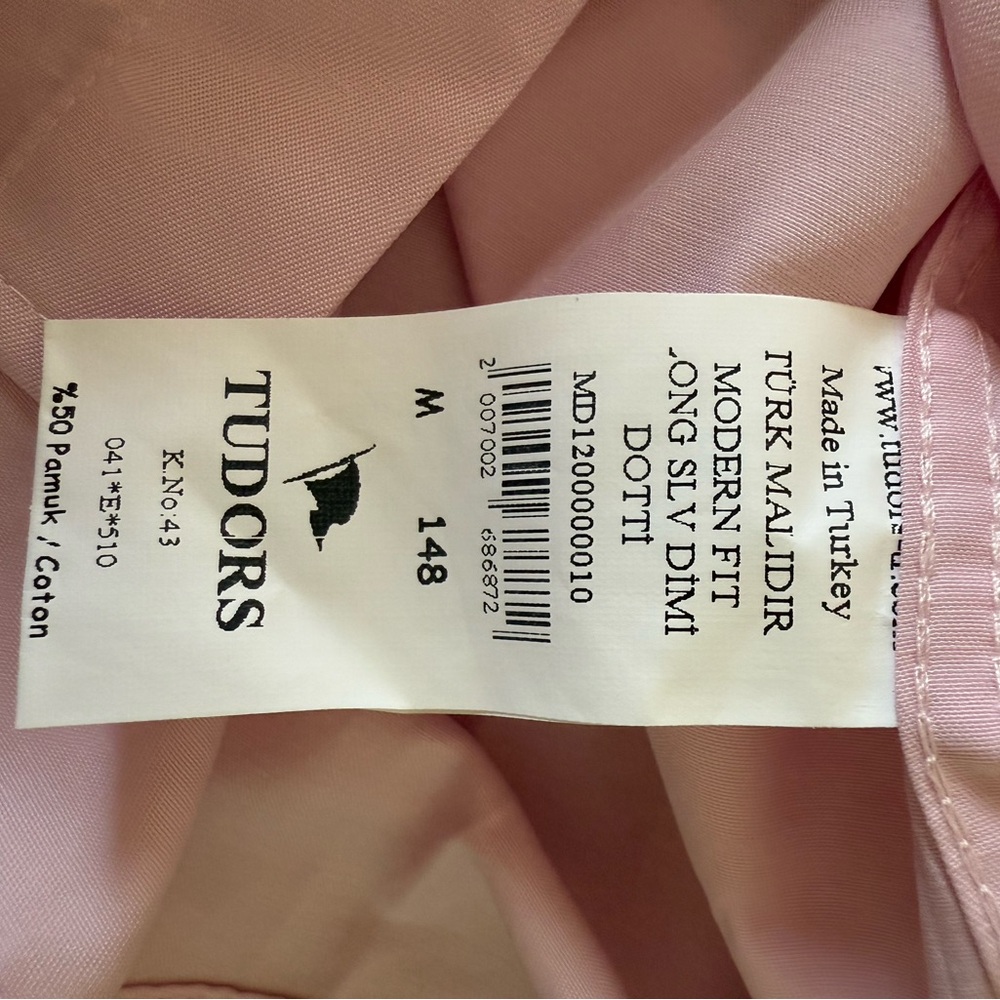 Tudors Men's Light Pink Dress Shirt Button Down Semi Shiny Long Sleeves size M - Picture 3 of 6